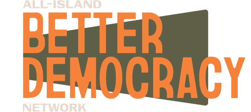 Logomark saying 'All-Island Better Democracy Network'
